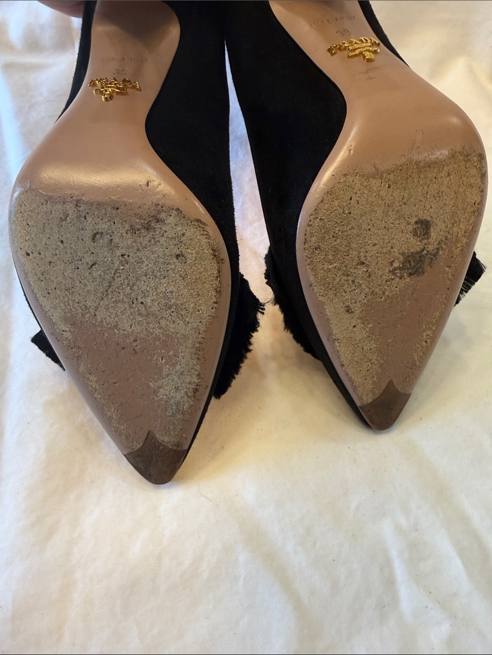 Prada Black Embellished Pointed-Toe Pumps - Picture 8 of 9